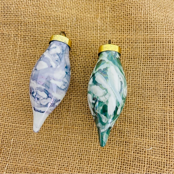 Vintage Alcohol Ink handmade Art Glass Christmas Ornament set - Picture 1 of 5